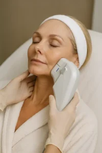 Woman receiving HIFU non surgical facelift treatment Berkhamsted