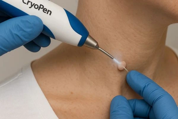 Person receiving Cryotherapy skin tag removal Berkhamsted